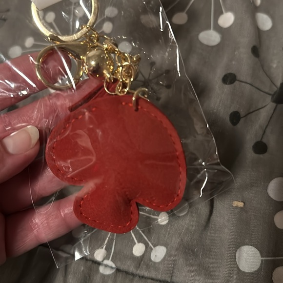 NWT puffy rhinestone chunky red mushroom keychain purse charm - Picture 5 of 6